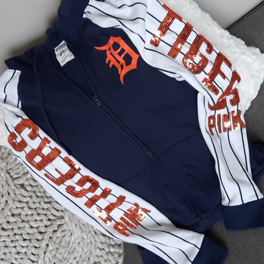 PINK VS Tigers Bling Zip Hoodie Sz S